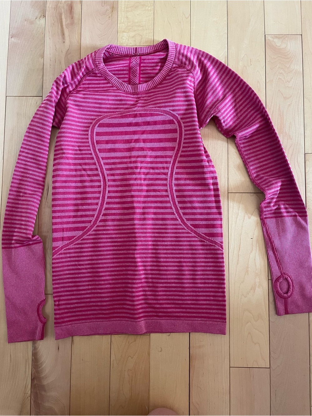 LuLuLemon Pink Striped Long-Sleeve Women's Top